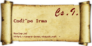 Csépe Irma névjegykártya